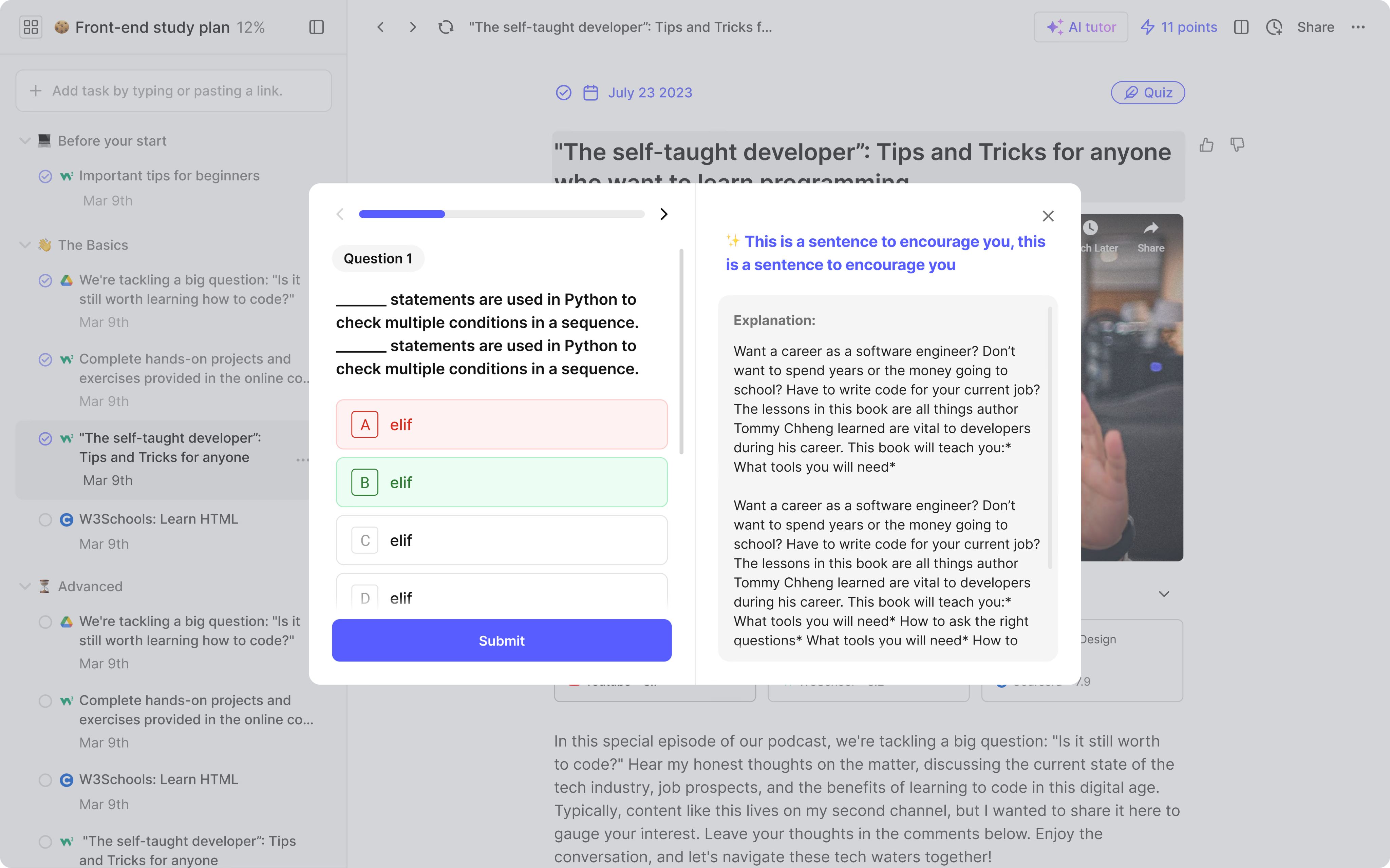 Quizzes & feedback